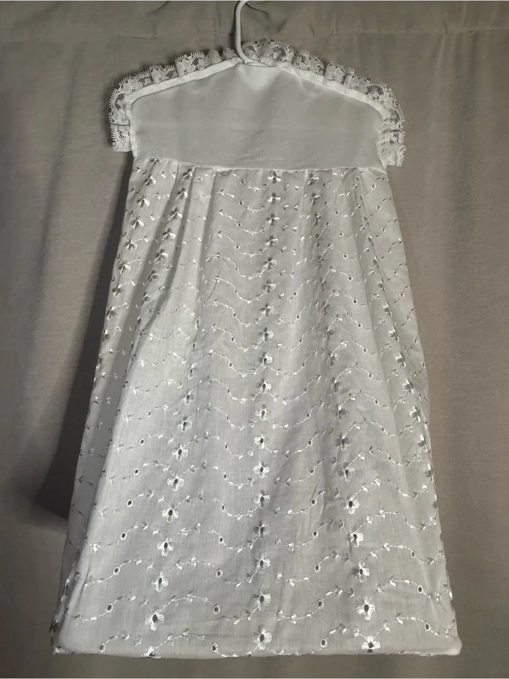 Vtg 90s Diaper Stacker Organizer - White Eyelet Lace, Cottagecore Shabby Chic